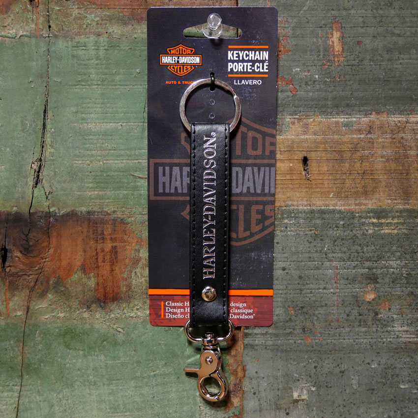 ハーレーダビッドソン スカル ブラックビニル ストラップ キーチェーン Harley-Davidson キーホルダー 4542の画像