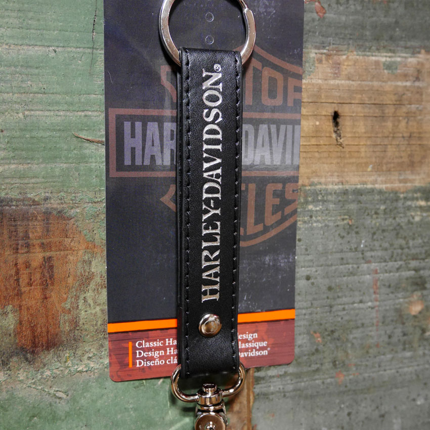 ハーレーダビッドソン スカル ブラックビニル ストラップ キーチェーン Harley-Davidson キーホルダー 4542の画像
