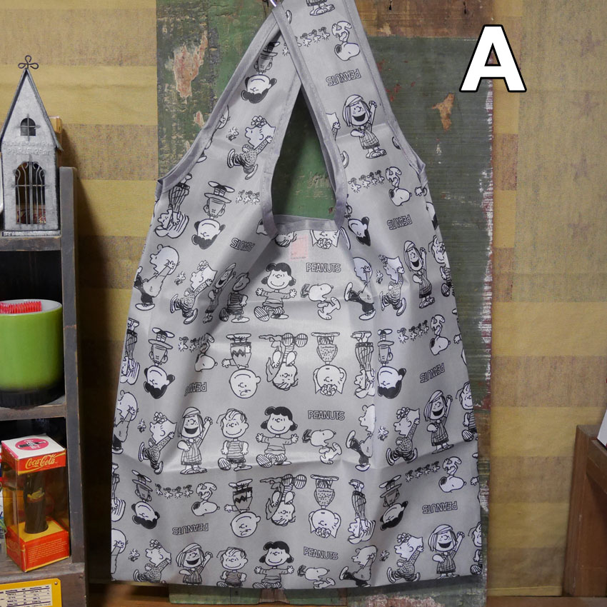 スヌーピー ライン デイリーバッグ SNOOPY エコバッグ ショッピングバッグ　アメリカン雑貨の画像
