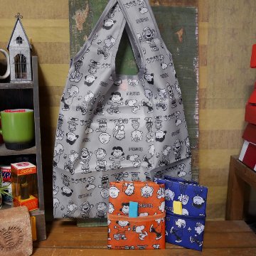 スヌーピー ライン デイリーバッグ SNOOPY エコバッグ ショッピングバッグ　アメリカン雑貨の画像