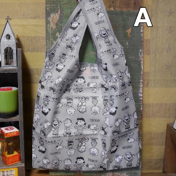 スヌーピー ライン デイリーバッグ SNOOPY エコバッグ ショッピングバッグ　アメリカン雑貨の画像