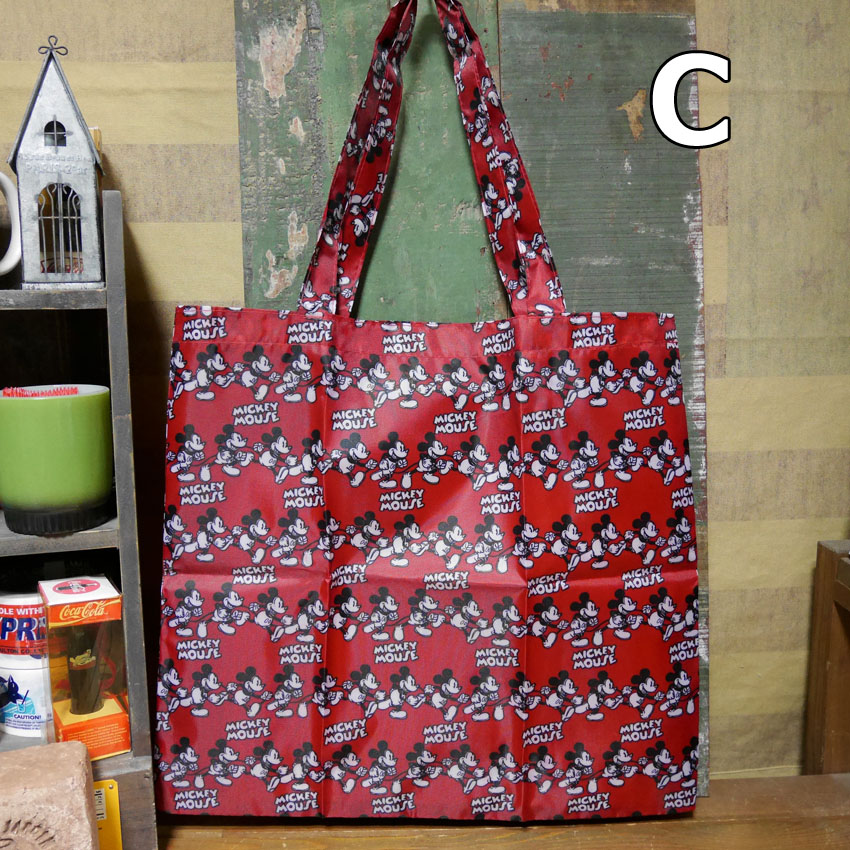 ミッキーラン ポーチ付き エコバッグ ミッキーマウス ショッピングバッグ　アメリカン雑貨の画像