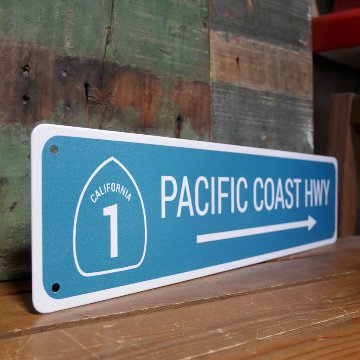 トラフィックサイン看板 メタルサイン ブリキ看板 パシフィックコースト ルート1 　標識　アメリカン雑貨の画像