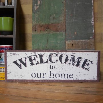 サインボード　アンティークタイプ　ウッド看板【ウエルカム】インテリア雑貨の画像