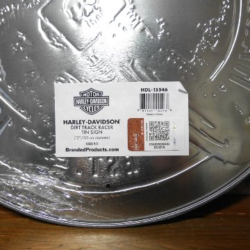 ハーレーダビッドソン ラウンドブリキ看板 ダートトラックレーサーロゴ エンボスティンサイン アメリカン雑貨の画像