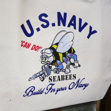 BILLVAN U.S.NAVY ヘビーキャンバスSEABEES  ミリタリー・肩掛けトートバッグ ビルバン帆布 　アメリカン雑貨の画像