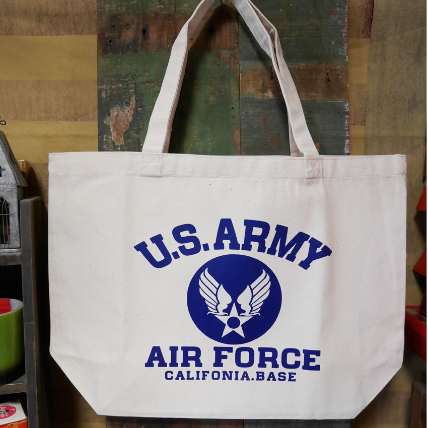 BILLVAN U.S.ARMY ヘビーキャンバスAIR FORCE  ミリタリー・肩掛けトートバッグ ビルバン帆布 　アメリカン雑貨の画像