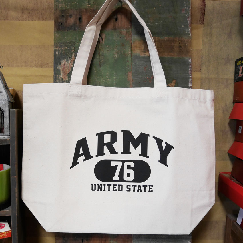 BILLVAN U.S.ARMY ヘビーキャンバス　ARMY76  ミリタリー・肩掛けトートバッグ ビルバン帆布 　アメリカン雑貨の画像
