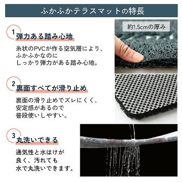 ふかふか テラスマット  Bonjour　玄関マット コイルマット　ガレージマット PVCエントランスマット　アメリカンインテリアの画像