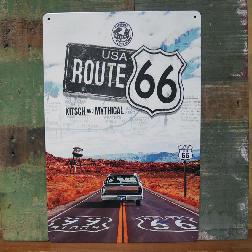  ルート66サイン看板 　ティンサイン　ブリキ看板　アメリカン雑貨の画像