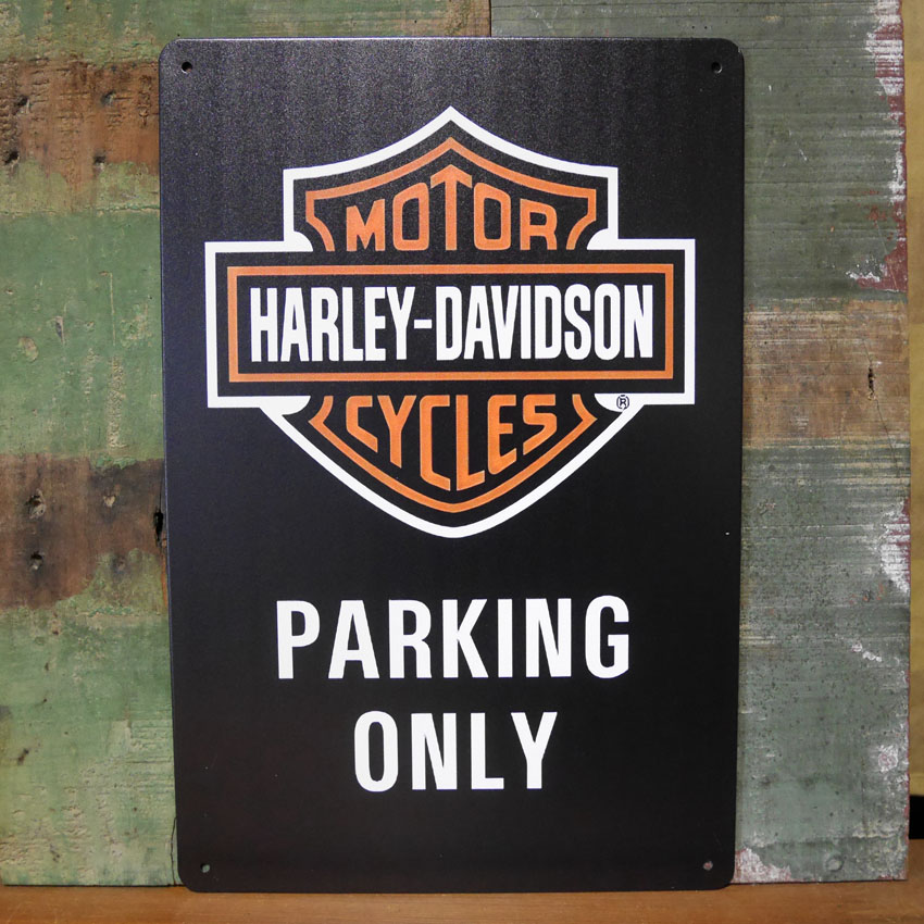 警告サイン　パーキングプレート オートバイ ハーレー ブリキ看板　A4 　アメリカン雑貨の画像