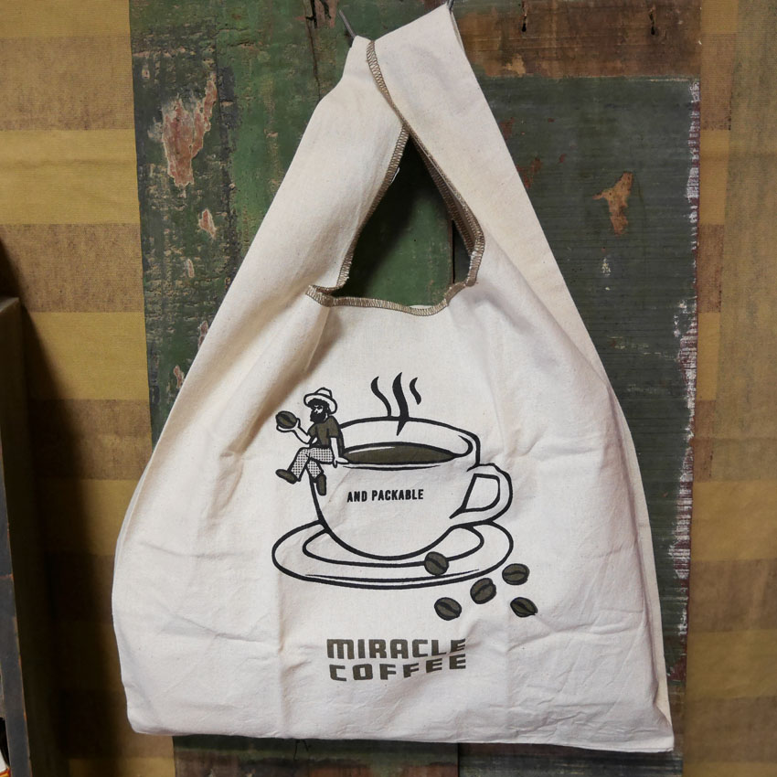 アンドパッカブル  MBHS マルシェバッグM ANDPACKABLE コーヒーオジサン NT レジバッグ エコバッグ　アメリカン雑貨の画像