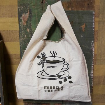 アンドパッカブル  MBHS マルシェバッグM ANDPACKABLE コーヒーオジサン NT レジバッグ エコバッグ　アメリカン雑貨の画像