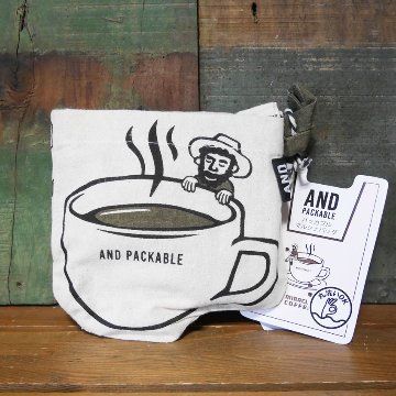 アンドパッカブル  MBHS マルシェバッグM ANDPACKABLE コーヒーオジサン NT レジバッグ エコバッグ　アメリカン雑貨の画像