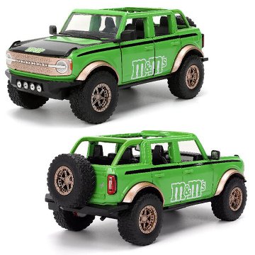 M&M'S レトロミニカー 1/24 JADA TOYS 2021 FORD BRONCO w/GREEN FIGURE エムアンドエムズ　アメリカン雑貨の画像