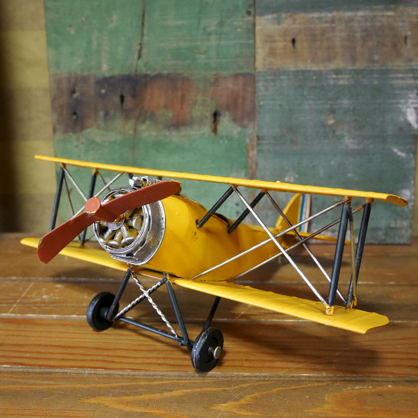 ヴィンテージ プレーン biplane インテリア 飛行機 ブリキのおもちゃの画像