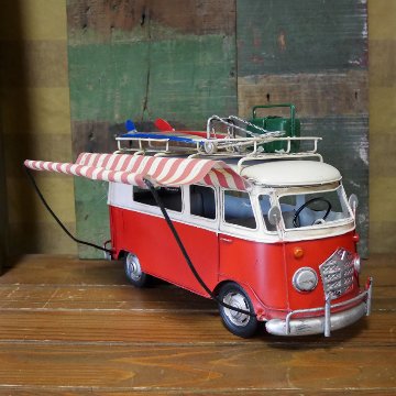 carrier car サーフバス ブリキのおもちゃ ブリキ製自動車 アメリカン雑貨の画像