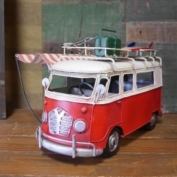 carrier car サーフバス ブリキのおもちゃ ブリキ製自動車 アメリカン雑貨の画像
