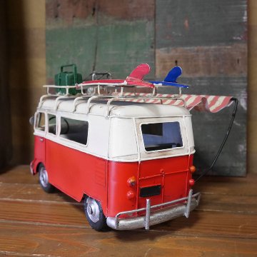 carrier car サーフバス ブリキのおもちゃ ブリキ製自動車 アメリカン雑貨の画像