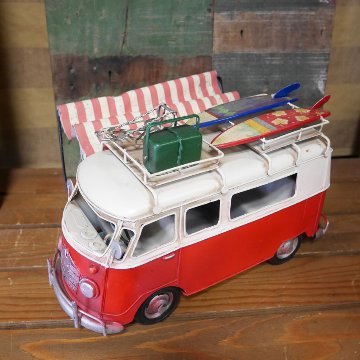 carrier car サーフバス ブリキのおもちゃ ブリキ製自動車 アメリカン雑貨の画像