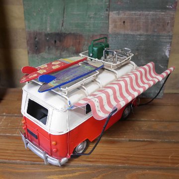 carrier car サーフバス ブリキのおもちゃ ブリキ製自動車 アメリカン雑貨の画像