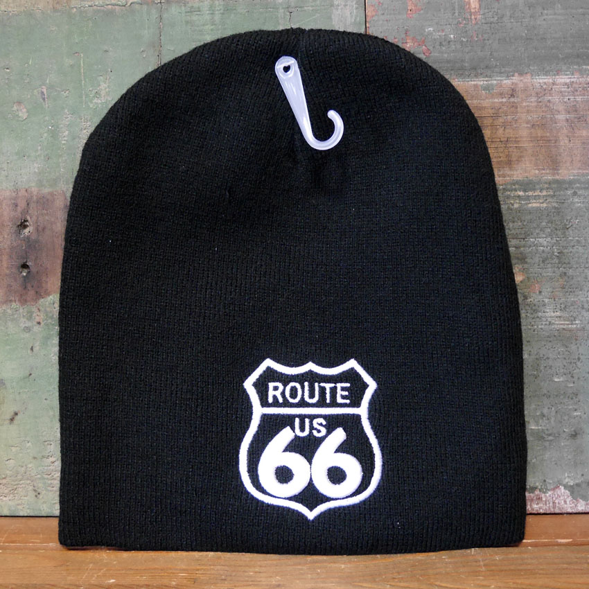 ROUTE66 ニットキャップ ルート66 ニット帽子 ブラック　ニットワッチ　アメカジ　アメリカン雑貨の画像