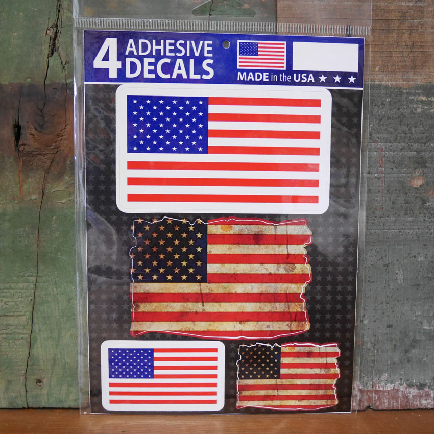 USフラッグ 4pcs デカール ステッカー シール 星条旗 4 ADHESIVE DECALSアメリカン雑貨の画像