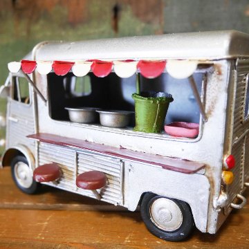 フードトラック　キッチンカー  ブリキのおもちゃ ブリキ製自動車 アメリカン雑貨の画像