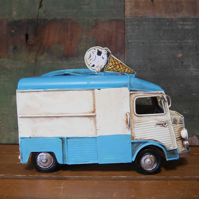 フードトラック　アイスクリームカー ブリキのおもちゃ ブリキ製自動車 アメリカン雑貨の画像