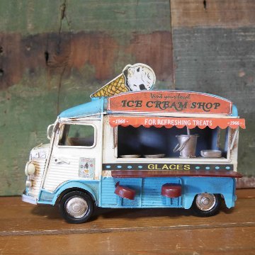 フードトラック　アイスクリームカー ブリキのおもちゃ ブリキ製自動車 アメリカン雑貨の画像