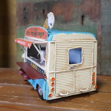 フードトラック　アイスクリームカー ブリキのおもちゃ ブリキ製自動車 アメリカン雑貨の画像