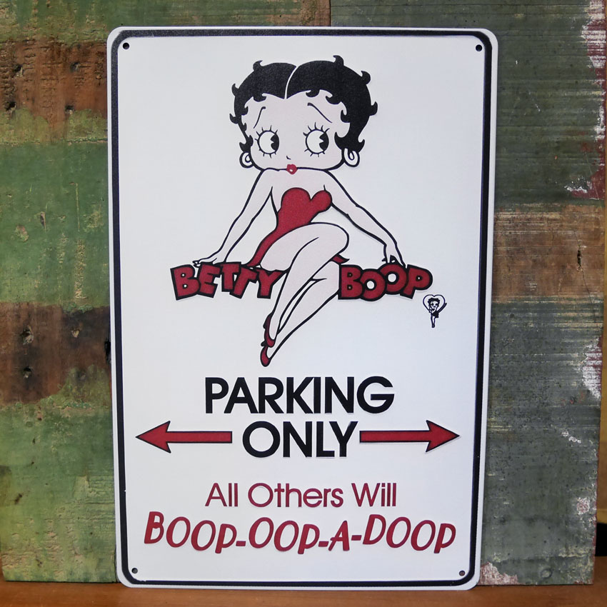 BETTY BOOP PARKING ONLY アメリカン サインボード A4 ベティパーキングプレート ブリキ看板　アメリカン雑貨の画像