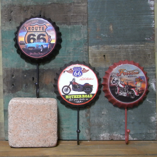 ルート66ボトルキャップ型フック　アメリカン雑貨 インテリア雑貨の画像