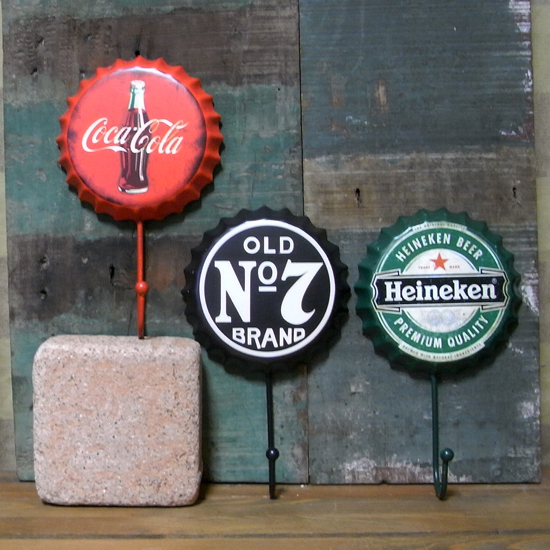 ドリンクボトルキャップ型フック　アメリカン雑貨 インテリア雑貨の画像