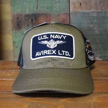 AVIREXU.S. ネイビー メッシュキャップ カーキ 帽子 EX AX U.S NAVY  アヴィレックス ミリタリーアメカジ　アメリカン雑貨の画像