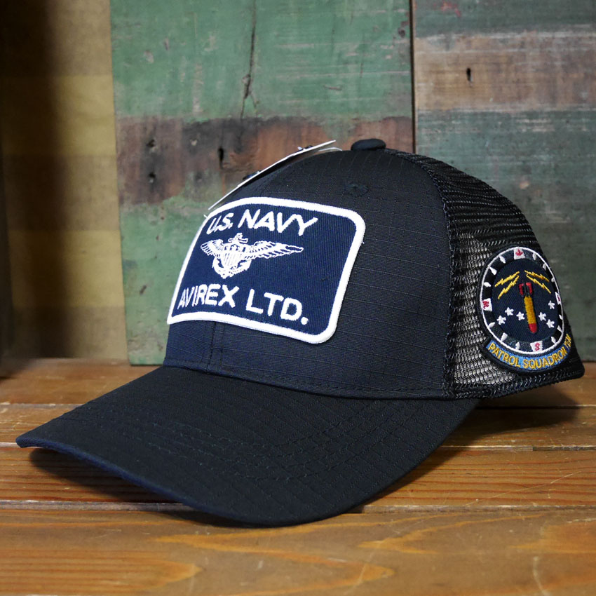 AVIREXU.S. ネイビー メッシュキャップ ブラック 帽子 EX AX U.S NAVY  アヴィレックス ミリタリーアメカジ　アメリカン雑貨の画像