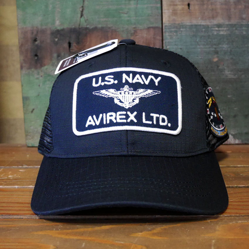 AVIREXU.S. ネイビー メッシュキャップ ブラック 帽子 EX AX U.S NAVY  アヴィレックス ミリタリーアメカジ　アメリカン雑貨の画像