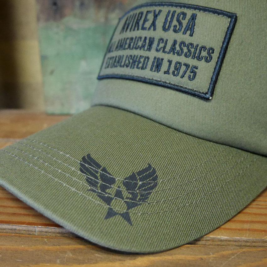 AVIREX　ミリタリー パッチ メッシュキャップ カーキ 帽子 MILITARY PATCH  アヴィレックス ミリタリーアメカジ　アメリカン雑貨の画像