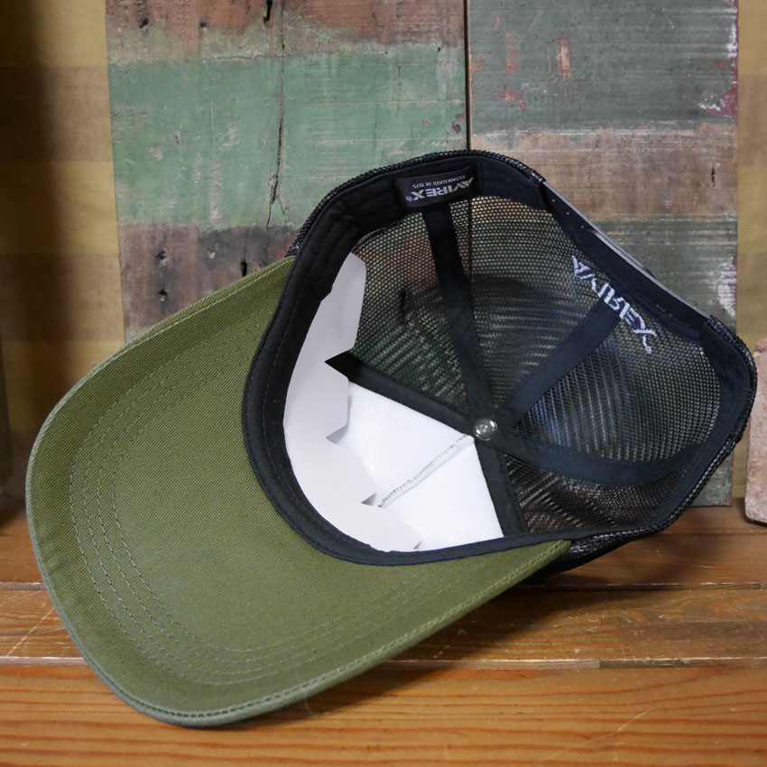 AVIREX　ミリタリー パッチ メッシュキャップ カーキ 帽子 MILITARY PATCH  アヴィレックス ミリタリーアメカジ　アメリカン雑貨の画像