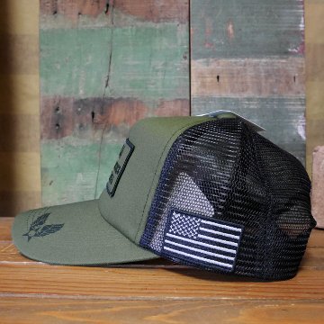 AVIREX　ミリタリー パッチ メッシュキャップ カーキ 帽子 MILITARY PATCH  アヴィレックス ミリタリーアメカジ　アメリカン雑貨の画像