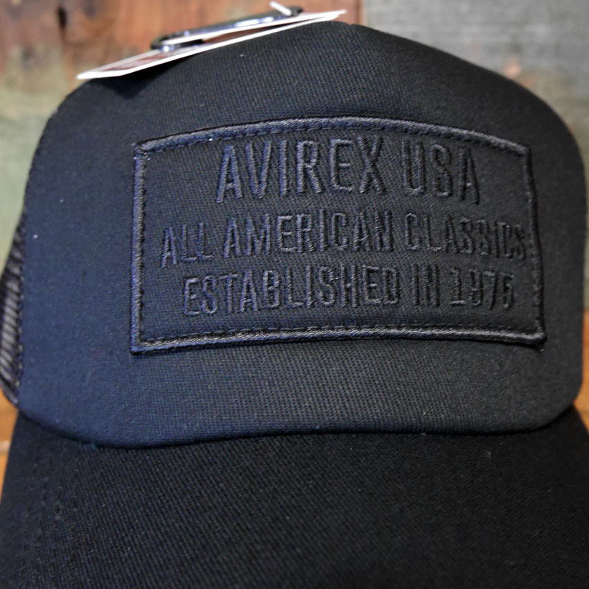 AVIREX　ミリタリー パッチ メッシュキャップ ブラック 帽子 MILITARY PATCH  アヴィレックス ミリタリーアメカジ　アメリカン雑貨の画像