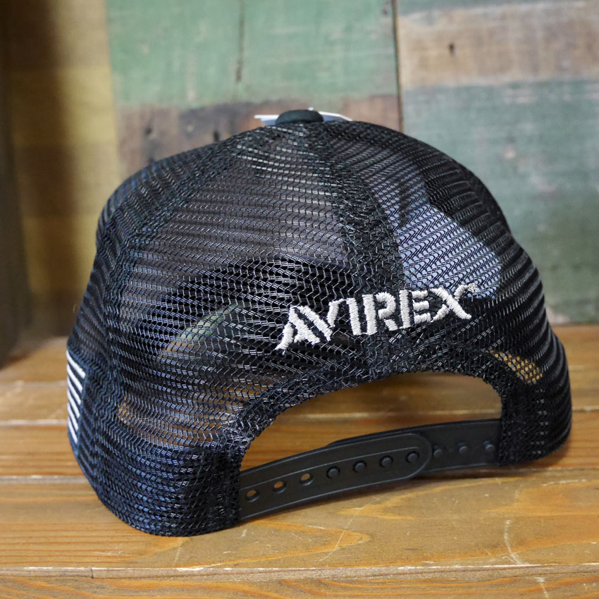 AVIREX　ミリタリー パッチ メッシュキャップ ブラック 帽子 MILITARY PATCH  アヴィレックス ミリタリーアメカジ　アメリカン雑貨の画像