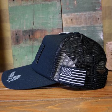 AVIREX　ミリタリー パッチ メッシュキャップ ブラック 帽子 MILITARY PATCH  アヴィレックス ミリタリーアメカジ　アメリカン雑貨の画像