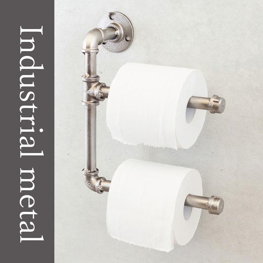 インダストリアルメタル トイレットペーパーホルダー タオルハンガー
