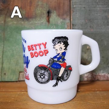 ベティブープ ミルキー スタッキング マグカップ BETTY BOOP クリアカップ コップ ファイヤーキング風 アメリカン雑貨の画像