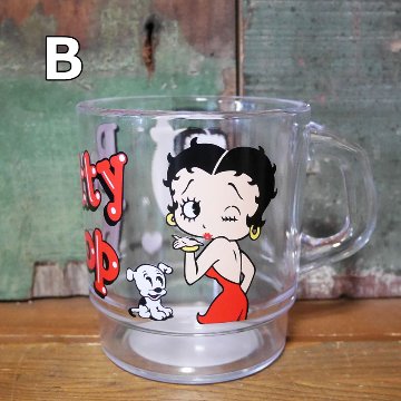 ベティブープ ミルキー スタッキング マグカップ BETTY BOOP クリアカップ コップ ファイヤーキング風 アメリカン雑貨の画像