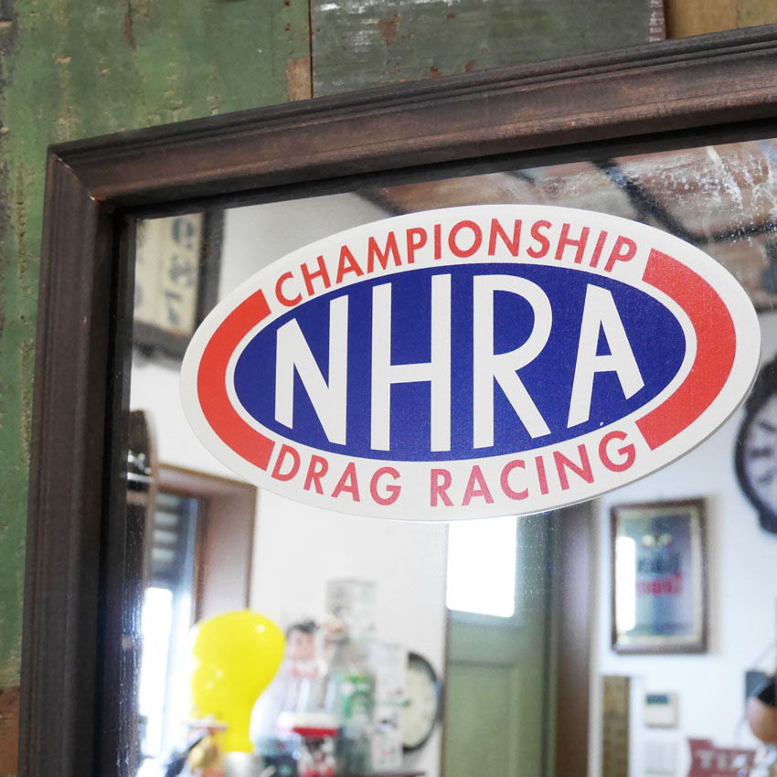 NHRA ウッド パブミラー DRAG RACE インテリア ウォールミラー 鏡 ナショナル・ホット・ロッド・アソシエーション アメリカン雑貨の画像