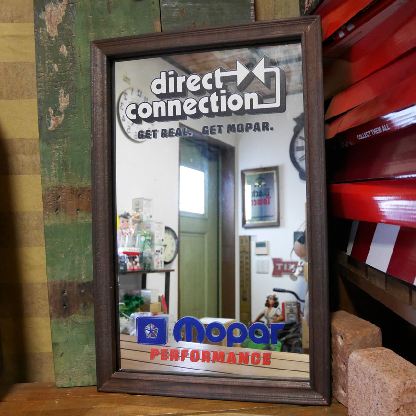 mopar ウッド パブミラー DIRECT CONNECTION インテリア ウォールミラー 鏡 モパー  アメリカン雑貨の画像
