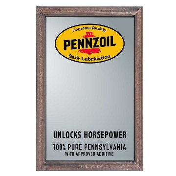PENNZOIL ウッド パブミラー LUBRICATION インテリア ウォールミラー 鏡 ペンズオイル  アメリカン雑貨の画像