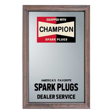 CHAMPION ウッド パブミラー PLUG インテリア ウォールミラー 鏡 チャンピオン アメリカン雑貨の画像